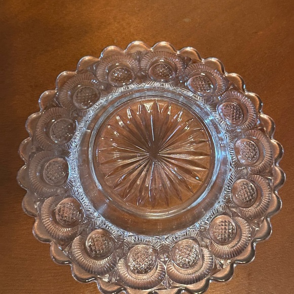Bryce Higbee Antique Glass Butter Dish with Lid Crescent Pattern - Picture 3 of 7